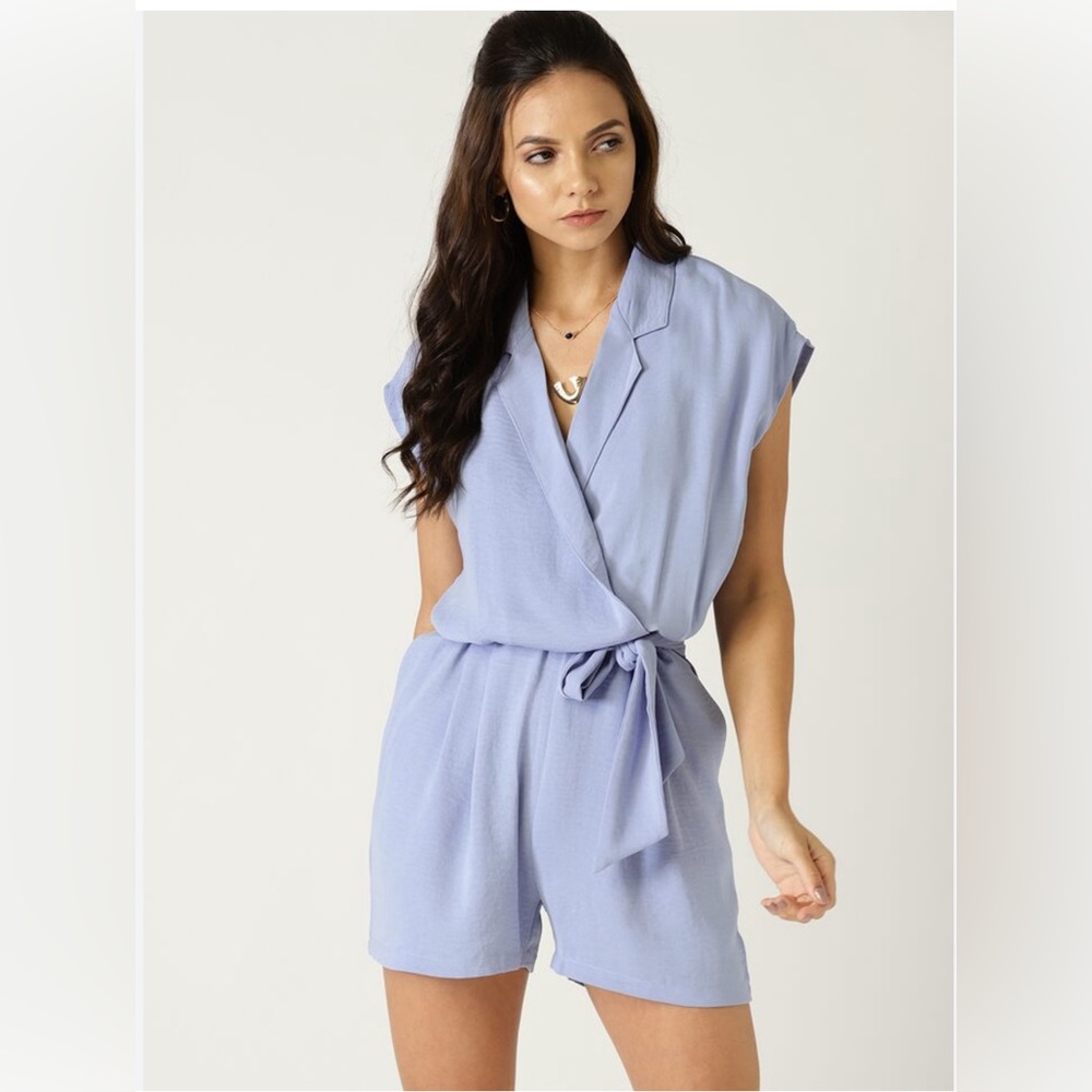 Mango blue play suit romper NWT